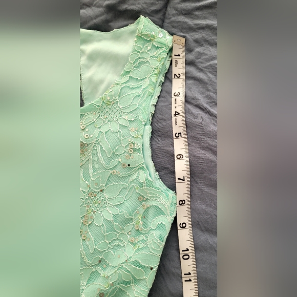 Pretty Aqua Prom Dress. Above the Knee, Nicely Detailed Bodice.Sz16 (runs small) - Picture 14 of 16